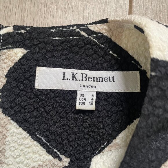 L.K. Bennett Nadine Textured Top Women's Size 4 Black Cream Office Work Evening - Picture 5 of 10